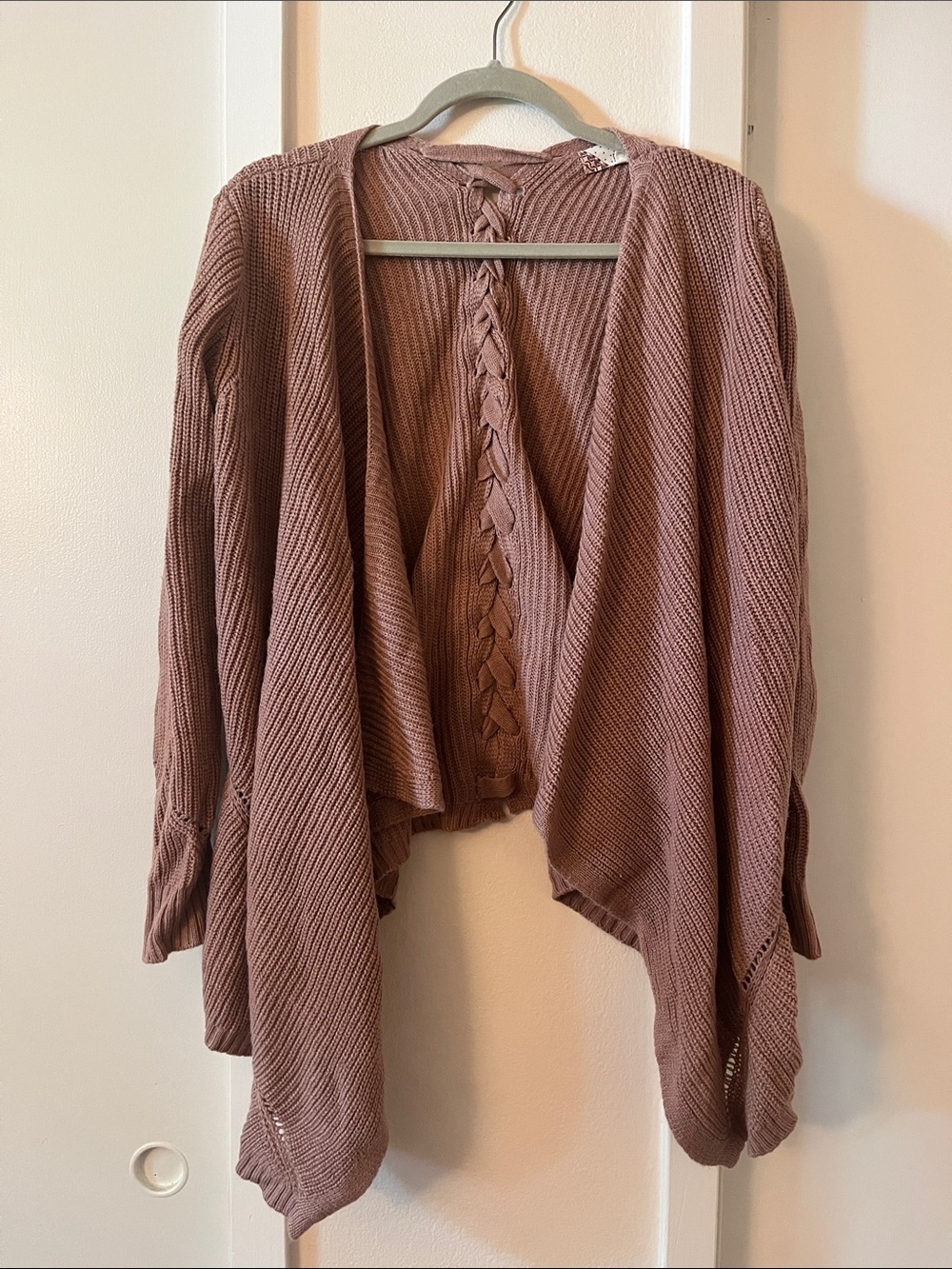 Pink Rose Dusty Mauve Open-Front Knit Cardigan